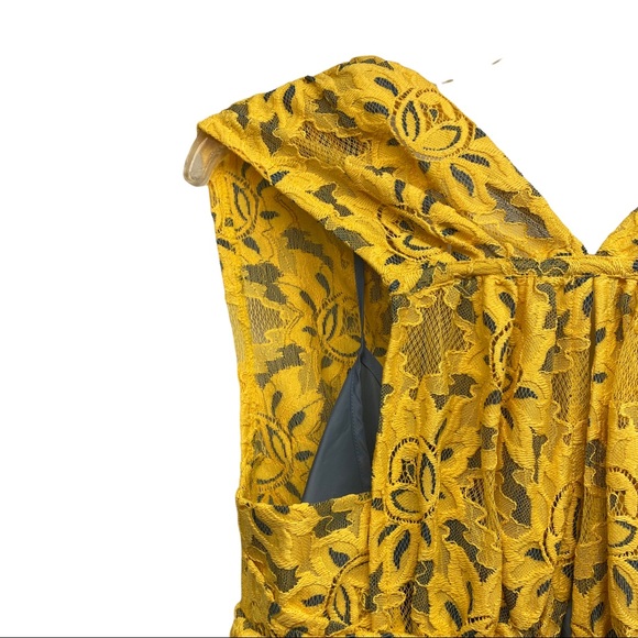 Plenty Tracey Reese dress 4 lace classic yellow over blue - Picture 6 of 8